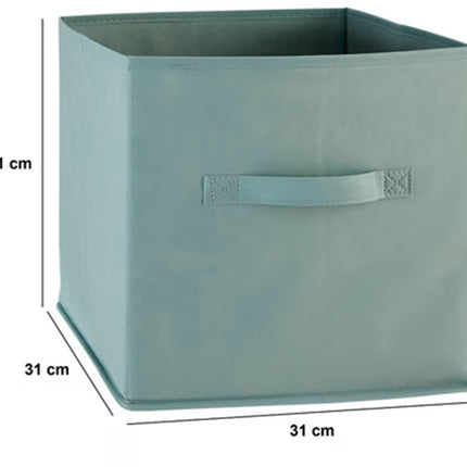 5Five Opbergmand/kastmand Square Box - karton/kunststof - 29 liter - zeegroen - 31 x 31 x 31 cm - Vakkenkast manden
