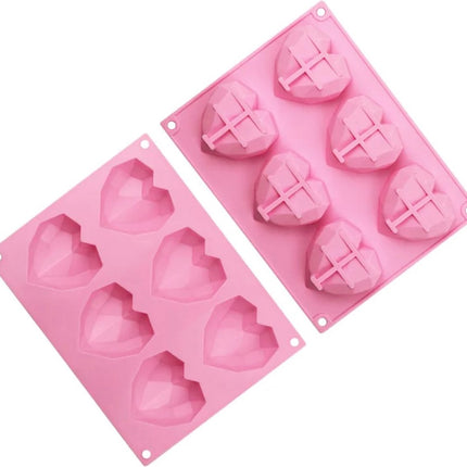 Siliconen mal harten - siliconen 3d hart Bakvorm -tiktok bakvorm -geo hart -geo heart - chocolade -diamant -cake -bakvorm hart - siliconen hart zeep -Bonbons - Mold - Bakvormen - Koken - Chefkok - Bakken - Keukenaccessoires - Cadeau - Gift