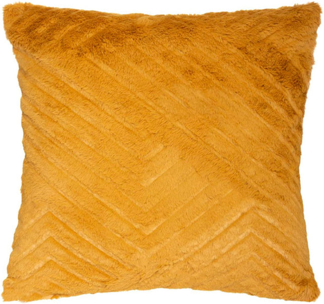 Sierkussen Oker Geel Bont Pluche Reliëfpatroon 3D 45 X 45 cm