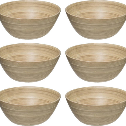 Secret de Gourmet - 6x - Slakom/serveer schaaltjes - bamboe - beige- D17 cm