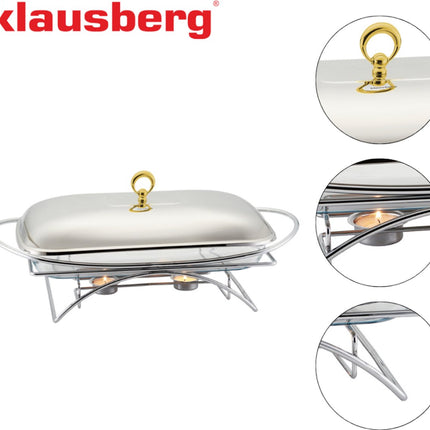Klausberg 7921 - Voedselverwarmer - glas - 3 liter - rvs standaard