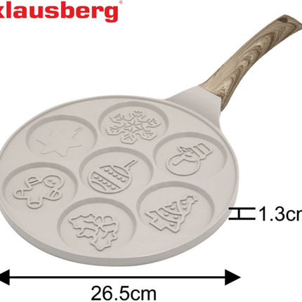 Klausberg KB-7970 Pannekoekenpan met 7 Vormen - Kerst Designs - Ø26.5 cm - Antiaanbaklaag - Geschikt voor Alle Kookstellen Inclusief Inductie - Ideaal voor Poffertjes en Mini Pannekoeken - Kerstfiguurtjes - Sneeuwpop