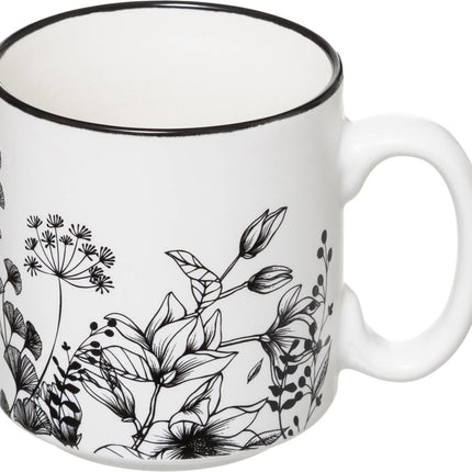 Keramische bekers met voet FLORAL, 240 ml, set van 4