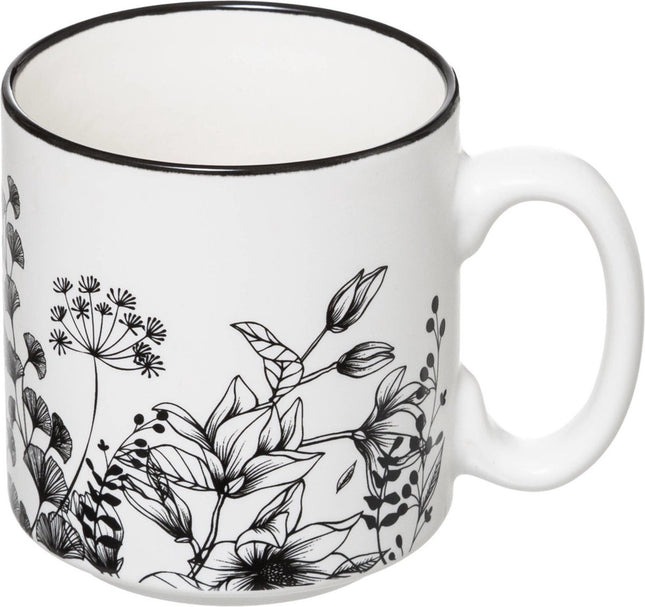 Keramische bekers met voet FLORAL, 240 ml, set van 4