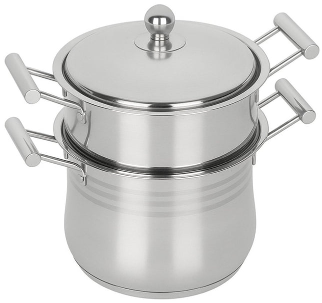 Hakal Couscouspan 14 liter - RVS Pan voor Inductie - PFOA Vrij - Geschikt voor Alle Warmtebronnen - Couscoussier - Stoompan