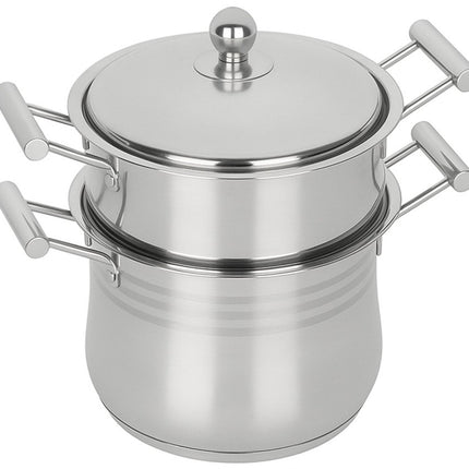 Hakal Couscouspan 6 liter - RVS Pan voor Inductie - PFOA Vrij - Geschikt voor Alle Warmtebronnen - Couscoussier - Stoompan