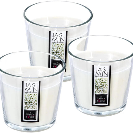 Atmosphera Candles Geurkaars - in glas - jasmijn aroma - 40 branduren - 13 x 12 cm - woondecoratie - geurkaarsen