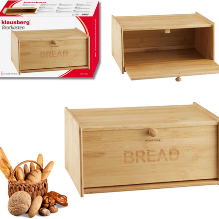 KLAUSBERG Bamboe Broodtrommel - 39,5x24,5x18 cm - Natuurlijke Broodbak voor Fris Brood - KB-7933 - Brooddoos - Brood vershouddoos