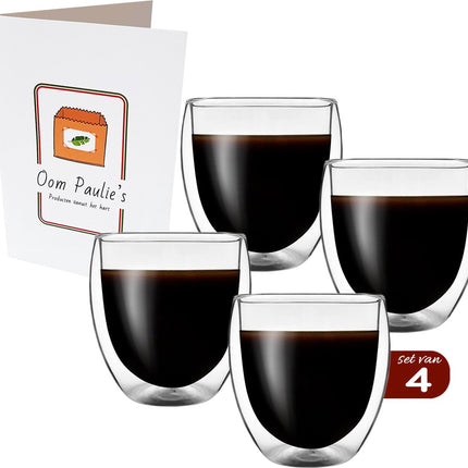 Dubbelwandige Koffieglazen - 150 ml x 4 stuks - Dubbelwandige Koffiekopjes - Theeglazen