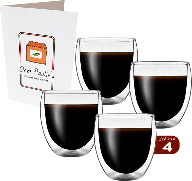 Dubbelwandige Koffieglazen - 150 ml x 4 stuks - Dubbelwandige Koffiekopjes - Theeglazen