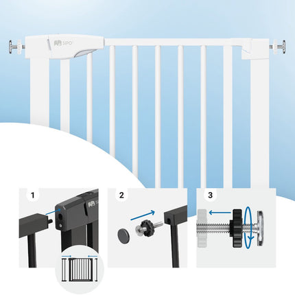 Babyveiligheidshek Wit 75-103 cm breed - Traphek met Automaatsluiting en Klembevestiging - Veiligheidsrek 80 cm Hoog - Sipo