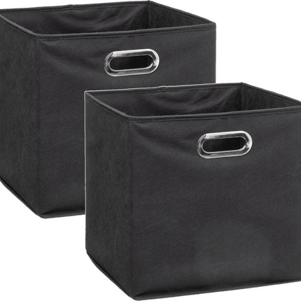 5Five Opbergmand/kastmand donkergrijs - Set van 2x stuks - linnen - 29 liter - 31 x 31 x 31 cm - Opbergbox - Vakkenkast manden