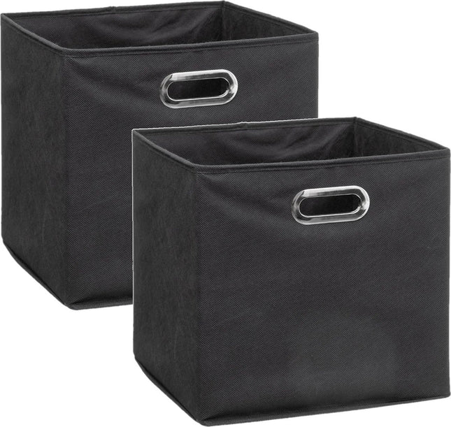 5Five Opbergmand/kastmand donkergrijs - Set van 2x stuks - linnen - 29 liter - 31 x 31 x 31 cm - Opbergbox - Vakkenkast manden