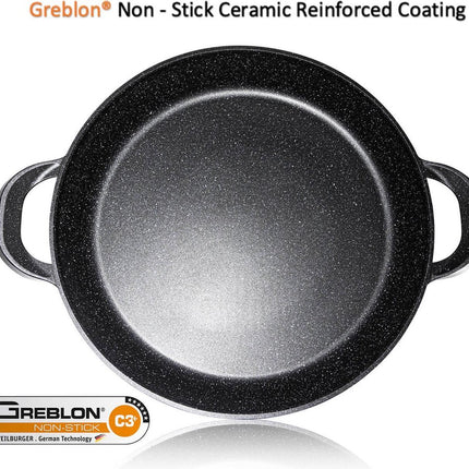 Paella Pan 32 cm blauw- Marmer coating -  ook voor Inductie