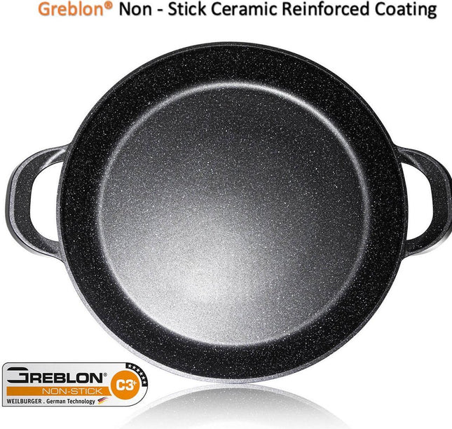 Paella Pan 32 cm blauw- Marmer coating -  ook voor Inductie