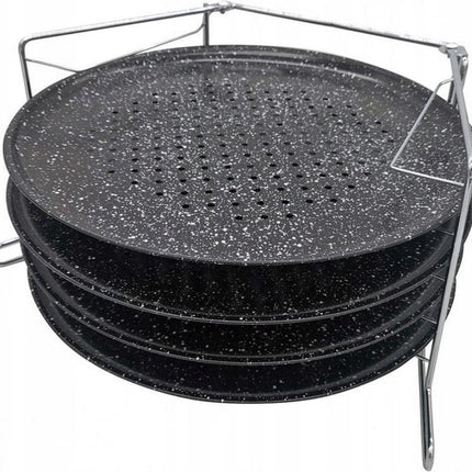 Pizza - Pizzarek - Pizza oven - Pizzabakset - 5 delige set voor 4 pizza's - Ø 32,3 cm - Kinghoff 1553 - Met een antiaanbaklaag