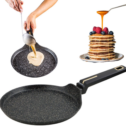 Klausberg KB-7964 Pannenkoekenpan | 24 cm | Marmer Anti-aanbaklaag | Geschikt voor Alle Kookzones Inclusief Inductie | Zwart | Crepepan |