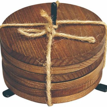 Set van 6 houten onderzetters Ø 10 cm