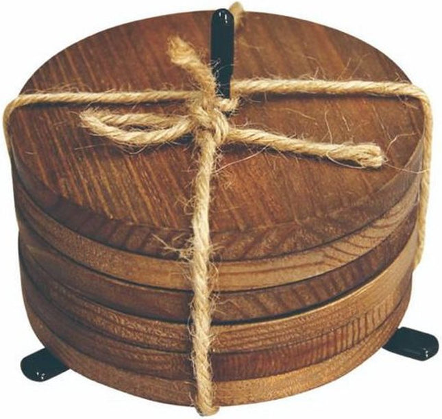 Set van 6 houten onderzetters Ø 10 cm