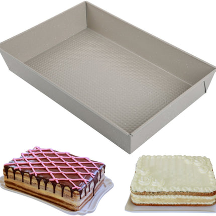 KINGHoff KH1975 Rechthoekige Bakvorm 36,5x24x6 cm - Ovenschaal voor Ovenschotels, Cake en Vlees - Ovenbestendig tot 220°C - Antiaanbaklaag - Beige - Cakevorm - Taartvorm