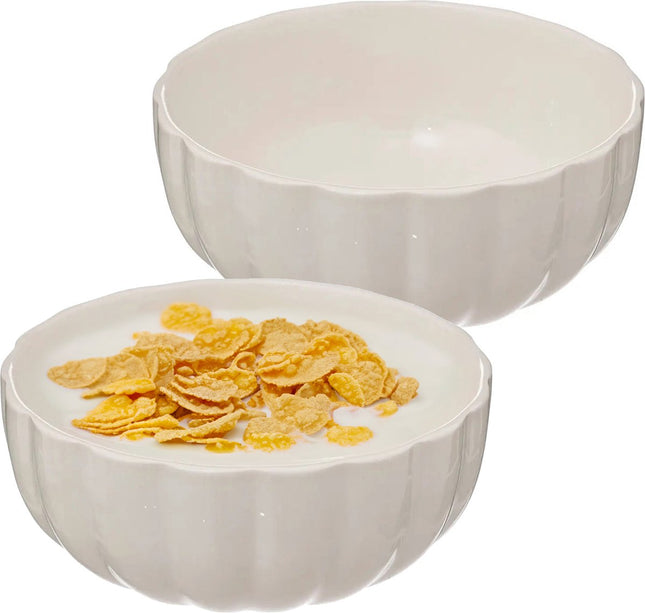 Secret de Gourmet Soepkommen/serveer schaaltjes - 2x - Delphi - porselein - D15 x H7 cm - ivoor wit