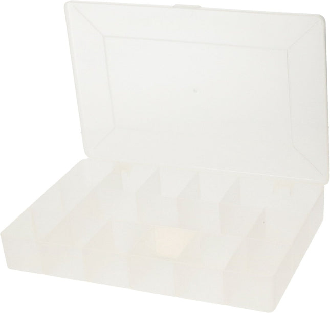 Five Opbergkoffertje/opbergdoos/sorteerbox - 14-vaks - kunststof - transparant - 27 x 18 x 4 cm