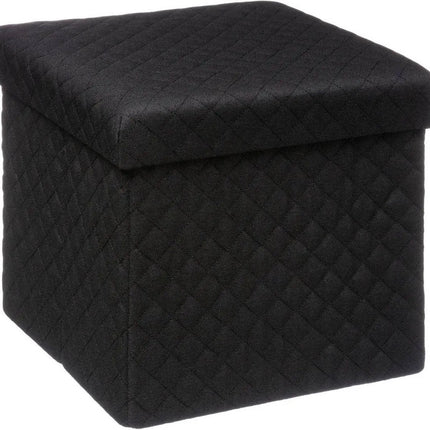 5Five Poef/Hocker/opbergbox - zwart - polyester/mdf - 31 x 31 cm - opvouwbaar