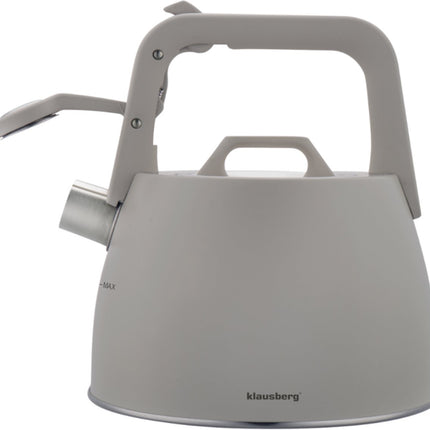 Klausberg 7916 - Fluitketel met fluit - 2.5 liter - RVS - Grijs