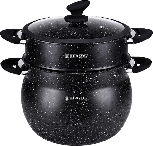 Herzog 6L aluminium stone-coated couscous pot - HR-CP6M