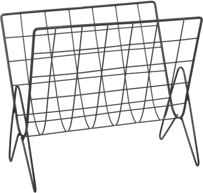 Atmosphera Lectuurbak Denver - voor tijdschriften/kranten/boek - zwart - metaal - 35 x 18 x 31 cm - naast bank/stoel - verhoogd