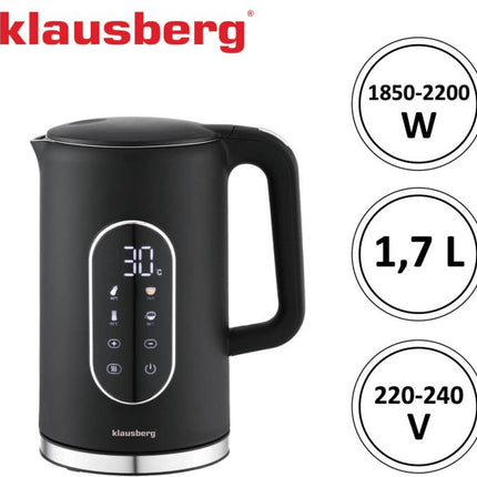 Klausberg KB-7891 Elektrische Waterkoker - 1,7L - Zwart - LED Bedieningspaneel - 13 Temperatuurstanden - 2200W