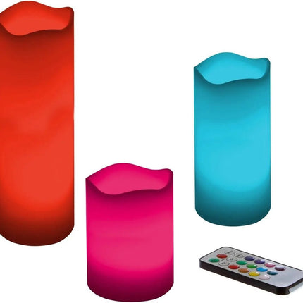 Atmosphera LED Kaarsen - 3 stuks - stompkaarsen - met afstandsbediening - gekleurd licht