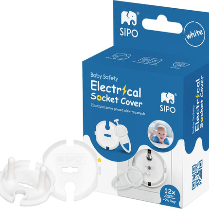 SIPO Stopcontactbeveiliging - 12-delig Set Witte Afdekplaat Type F - Vingerbescherming voor Kinderen - SBS-F20