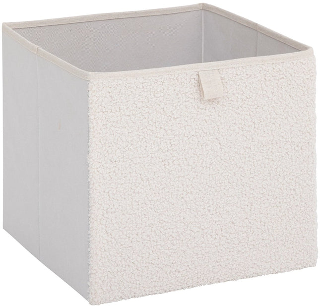 Opbergmand met Teddy stof Five® - Wit - Opvouwbaar