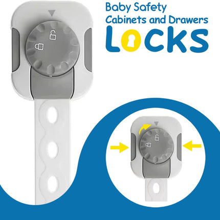 SIPO Veiligheidsslot voor Kastjes en Lades - 6 Stuks - Multifunctionele Kinderbeveiliging met Slim Slot - Wit - Verstelbaar -