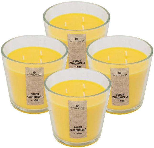 Atmosphera Candles Geurkaars - in glas - citronella aroma - 40 branduren - 13 x 12 cm - woondecoratie - geurkaarsen