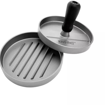 Kinghoff Hamburger Pers - Aluminium - Ø12 cm - Met Anti-Aanbaklaag en Ribbelpatroon - Model KH1740