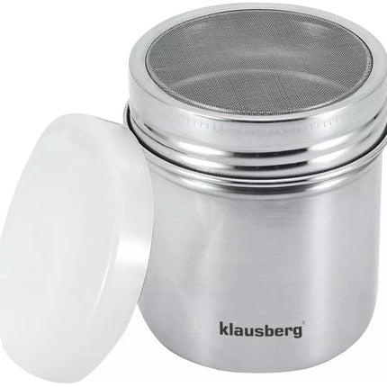 Klausberg KB7645 - Poedersuiker Strooier van RVS - Met Fijne Zeef en Luchtdichte ABS Deksel - 260 ml - Ideaal voor Poedersuiker, Cacao en Meer
