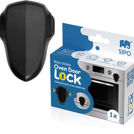 SIPO Ovenslot 9,2x9x2,8 cm - Veiligheidsslot Ovendeur tegen Openen door Kinderen - Eenvoudige Installatie - Slot voor oven - Zwart