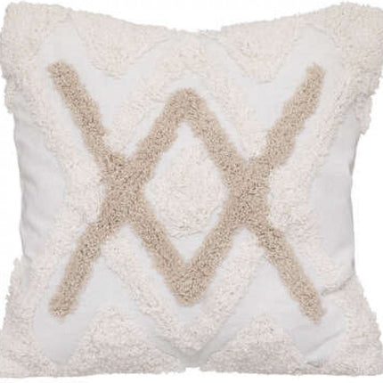 Sierkussen hoes Jules - wit/beige - katoen getuft - 40 x 40 cm