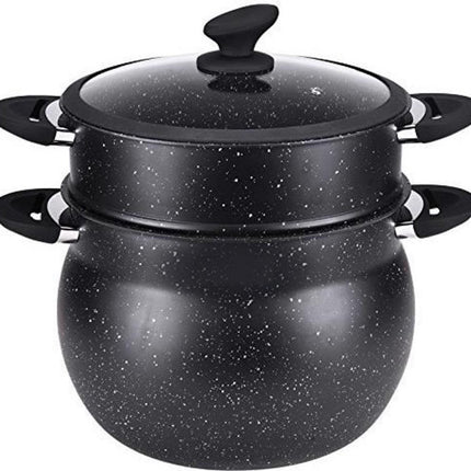 Hakal Couscoussier / Stoompan / Couscouspan - 6L - Geschikt voor Alle Warmtebronnen - Non-Stick & Marmer Coating - Inclusief Glazen Deksel - 6 Liter