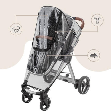 SIPO Regenhoes voor Kinderwagens - Waterdichte 3-in-1 Beschermhoes tegen Regen, Sneeuw en Wind - Transparant - Universeel Model voor de Meeste Stadsbuggy's en Wandelwagens - Windhoes Kinderwagen - Regenhoes