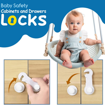 SIPO Meubelbeveiliging Set 10-delig - Kinderveiligheidsslot voor Kasten en Laden - Zelfklevend Wit ABS Plastic - Deur veiligheidsslot