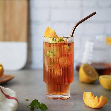 Excellent geribbelde glazen - Set van 6 - Geribbelde drinkglazen voor Smoothie Margaritas Whiskey - Longdrink