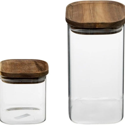 Secret de Gourmet - Keuken voorraadbussen/potten glas/hout set 4x stuk