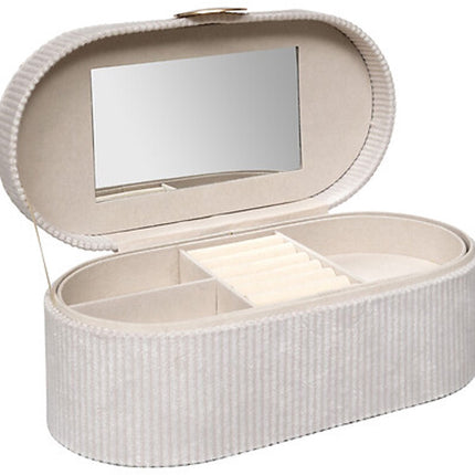 Atmosphera Sieraden/bijouterie kistje - 25 x 13 x 10 - creme - juwelenkistje met rits - vakjes indeling