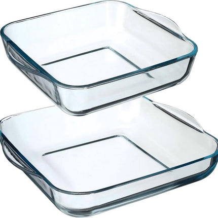 Secret de Gourmet ovenschalen - Vierkant - Glas - 2x - Dia 22/29 cm