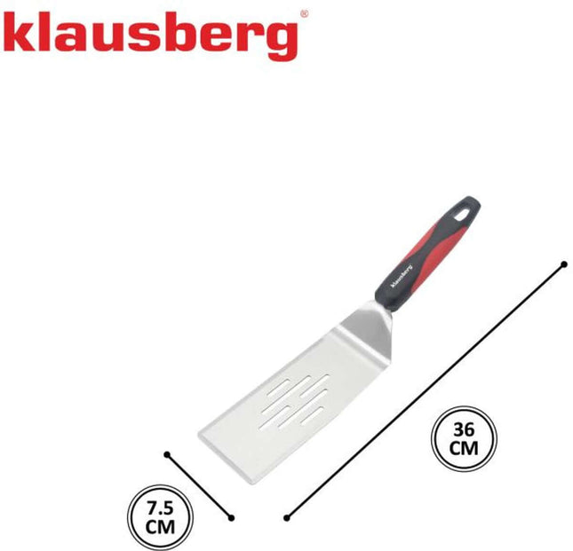 Klausberg KB-7897 Grillspatel - 36 cm RVS Spatel met Plastic Handvat voor Barbecue - Geschikt voor alle BBQ - ook Kamado / Weber
