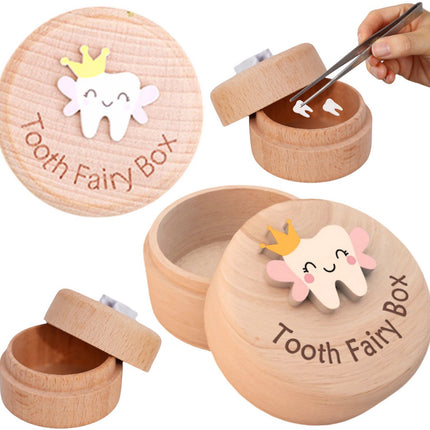 Houten Bewaardoosje voor Melktanden - Tandenfee Box - Natuurlijk Houten Herinneringsdoosje - Toothfairy Box - Bewaardoos voor Tandjes