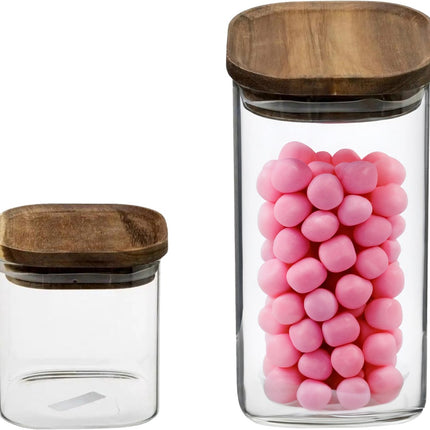 Secret de Gourmet - Keuken voorraadbussen/potten glas/hout set 4x stuk